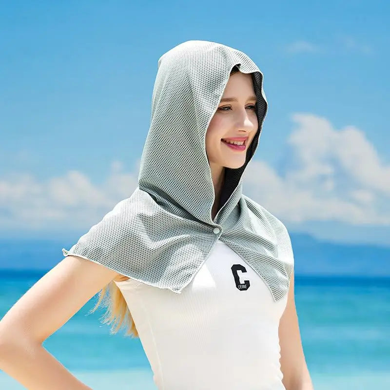 Quick Dry Cooling Sun Protection Hood Women Breathable Mesh Neck Face Outdoor Sports Sunshade Scarf Hat Oasis Select one size D