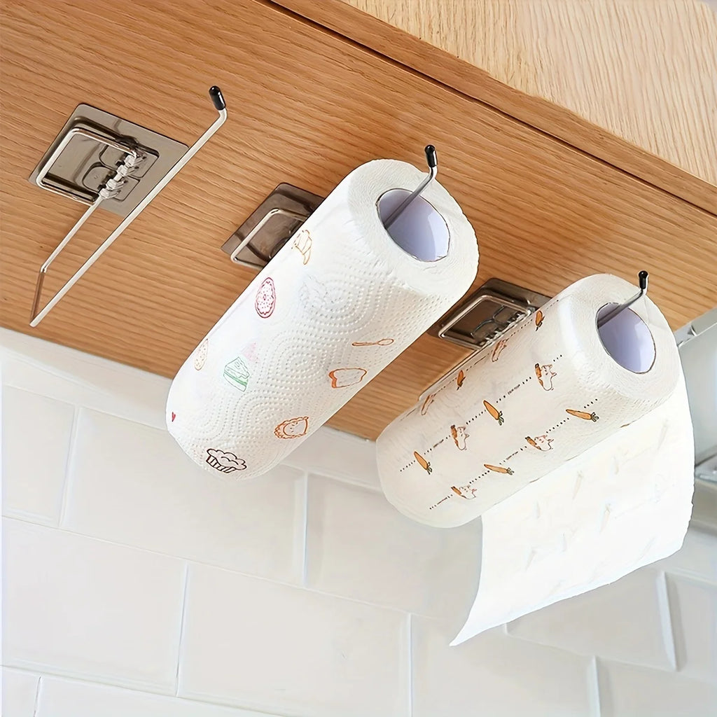 Paper Roll Holder Towel Rack Cling Film Storage Rack Bathroom No Punching Storage Rack Hanging Shelf Kitchen Tissue Accessories Oasis Select