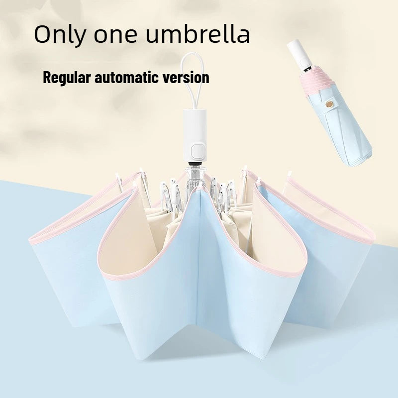 Anti-Rebound Automatic Folding Umbrella Color Glue UV Protection Sunshade Two-Purpose for Rain & Sun Ladies Parasol Oasis Select B iceland oolong Aluminum 8K