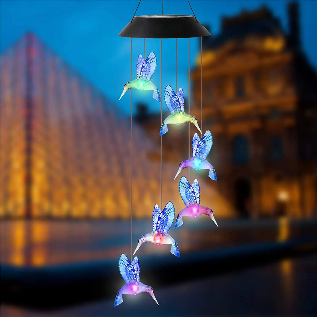 Solar Powered Wind Chime Garden Lights -Outdoor Solar Stake Lights for Yard, Landscape Decoration, Auto on/Off, Waterproof, IP65 Oasis Select Blue bird