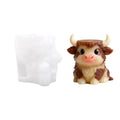 Cute Highland Cow Planter Gypsum Silicone Mold Easy Demold For Concrete Flowerpot Cement Succulent Plant Pot Home Decoration Oasis Select White