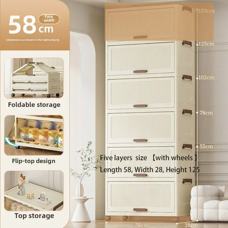 Multi-functional Simple Folding Storage Cabinet Plastic Multi-layer