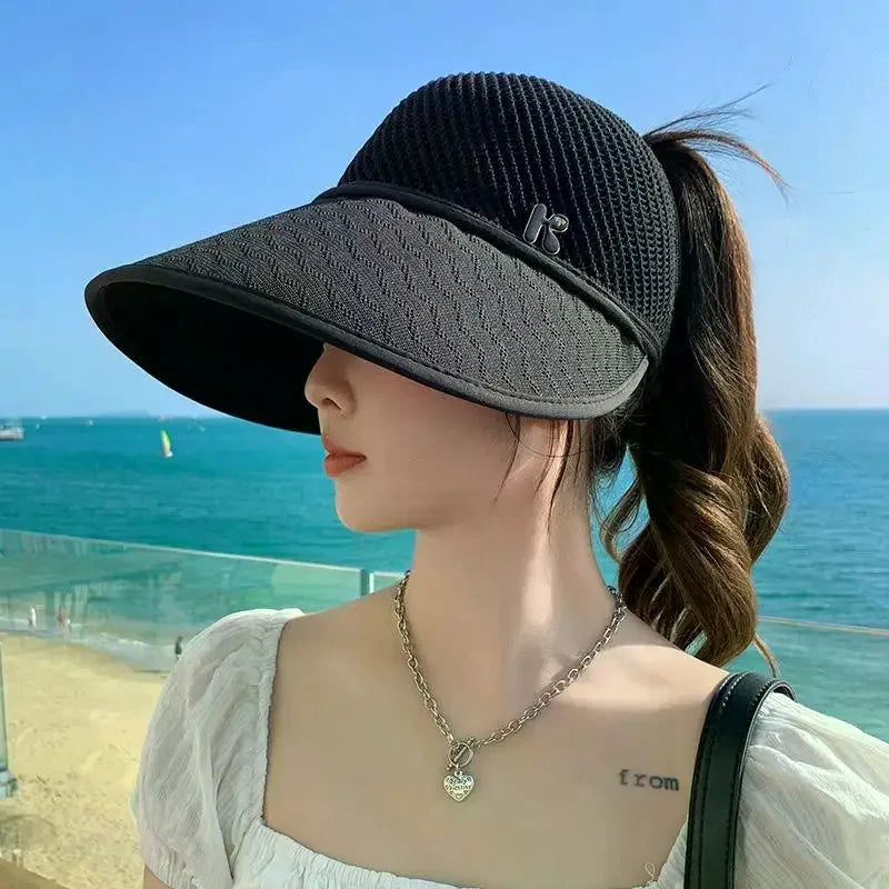 Straw Sun Hat for Women Wide Brim Empty Top Lightweight Adjustable for Outdoor Travel Beach Sunshade Oasis Select