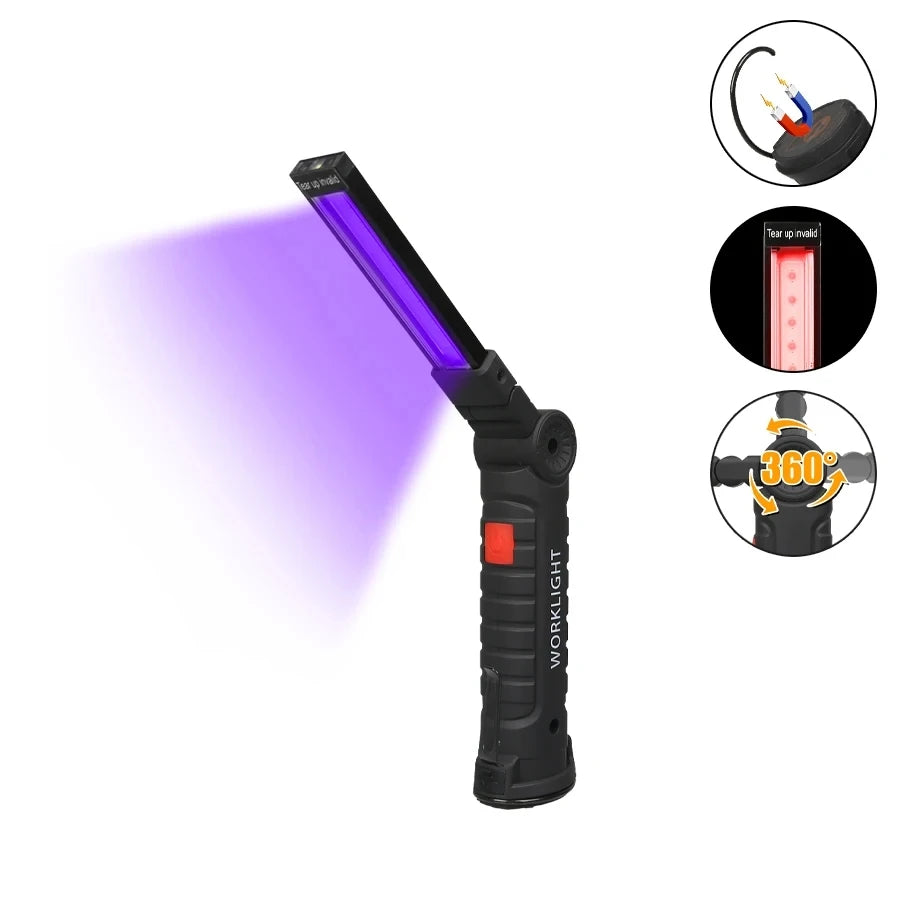 KDULIT Fold LED Emergency Floodlight Portable Strong Magnet COB Working Light Type C Rechargeable Flashlight Super Bright Lamp Oasis Select small black