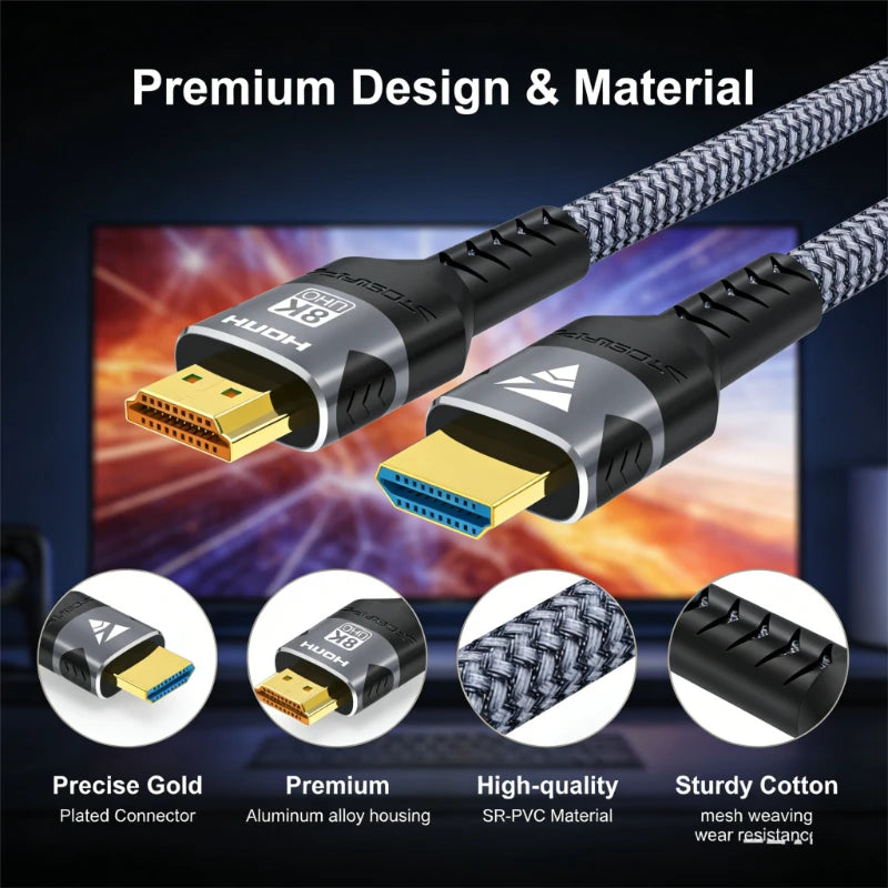 8K HDMI 2.1 Cable 48Gbps Ultra High Speed 4K@120Hz 8K@60Hz 48Gbps Adapter For RTX 3080 eARC HDR Video Cable PC Laptop TV Box ﻿ Oasis Select