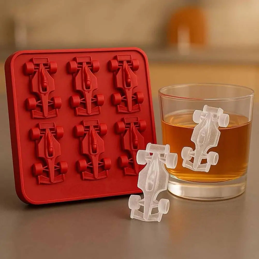 Formula Racing Car Ice Mold F1 Ice Mold, Silicone Racing Car Jelly Mold, 6-Cavity 3D Race Car Tumbler Ice Cube Tray Baking Tool Oasis Select