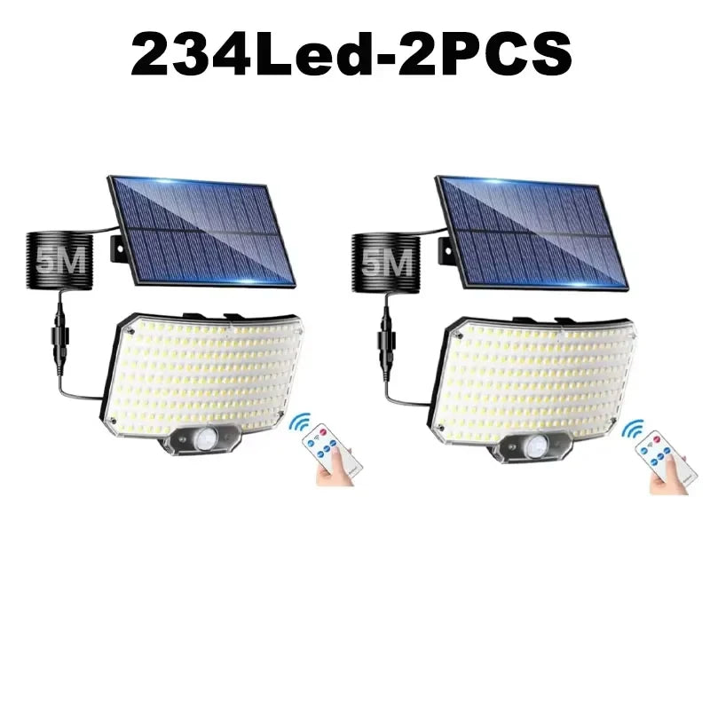 Solar Lights Outdoor 3 Modes Motion Sensor Flood Lights 234LED Solar Wall Lights for Outside Yard Garden Fence Pathway Lighting Oasis Select 2PCS