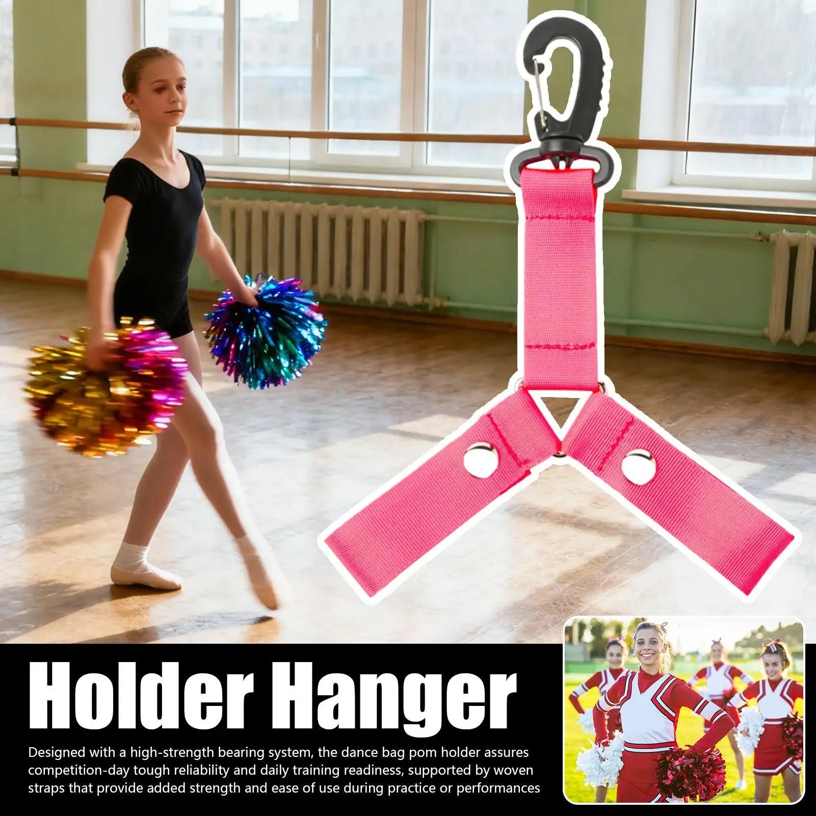 Pom Holders for Cheer Bag Organizer With Snapbutton Durable Hanger For Multiple Poms Cheer Gear Accessory Organizer Hanger Oasis Select Pinks