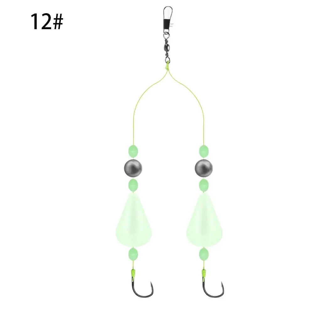 Double Hook Carp Hair Rigs – Glow Night Float, Ready Made