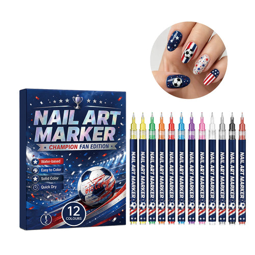12-Piece Football Nail Art Marker Set – Quick-Dry Soccer Pens Nail Art Markers Oasis Select