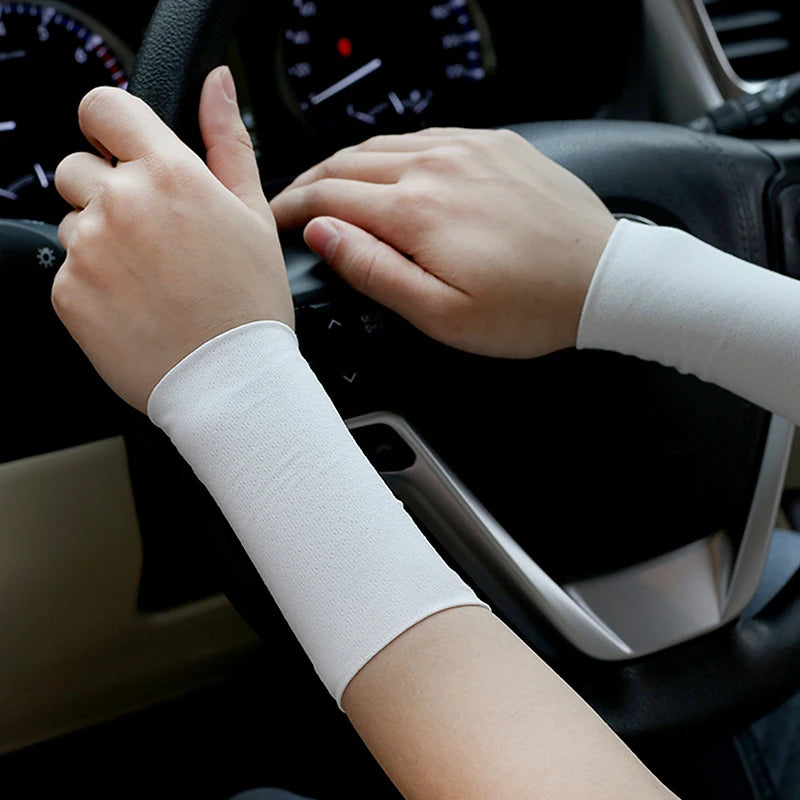 1Pair Elastic Wristband Breathable Summer Ice Silk Cooling Sweat-absorbent Sports Cycling Running Wrist Straps Oasis Select White 12cm