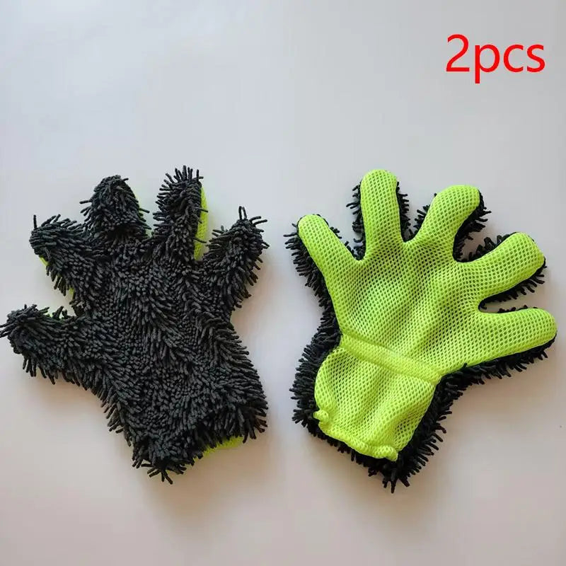 1/2Pcs Car Wash Gloves Microfiber Wipe Car Sponge Free Car Wash Cleaning Coral Velvet Double-Sided Cleaning Tool Oasis Select A2