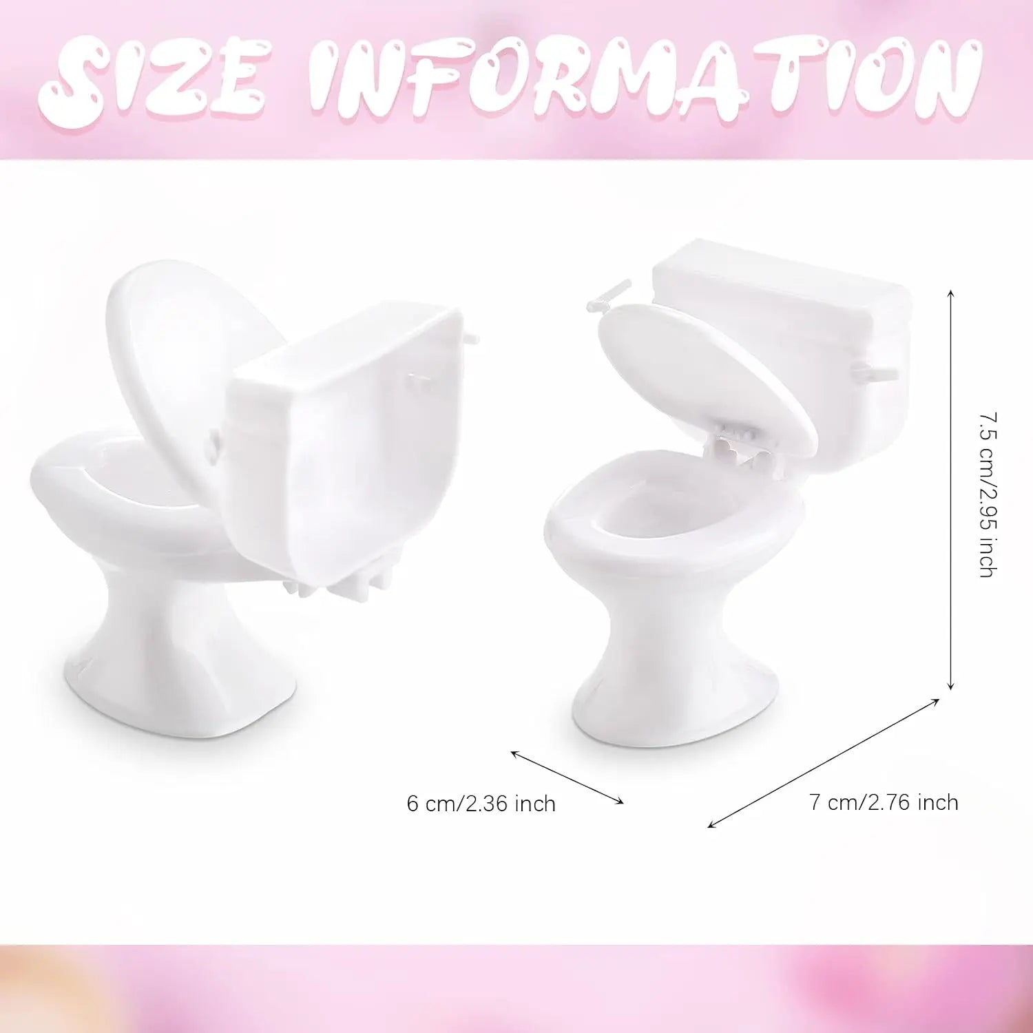 1:12 Scale Miniature White Toilet – Dollhouse Bathroom Furniture, Plastic Tiny Toilet For Fairy Garden Paths，Micro Landscapes Oasis Select