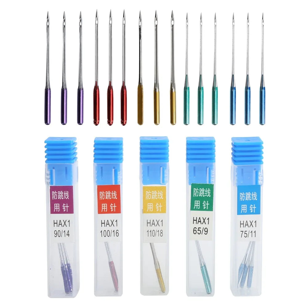 15pcs Anti-Jumping Sewing Machine Needles Sharp Tips Regular Point Universal Sewing Needles Steel Flat Shank Ball Point Needles Oasis Select