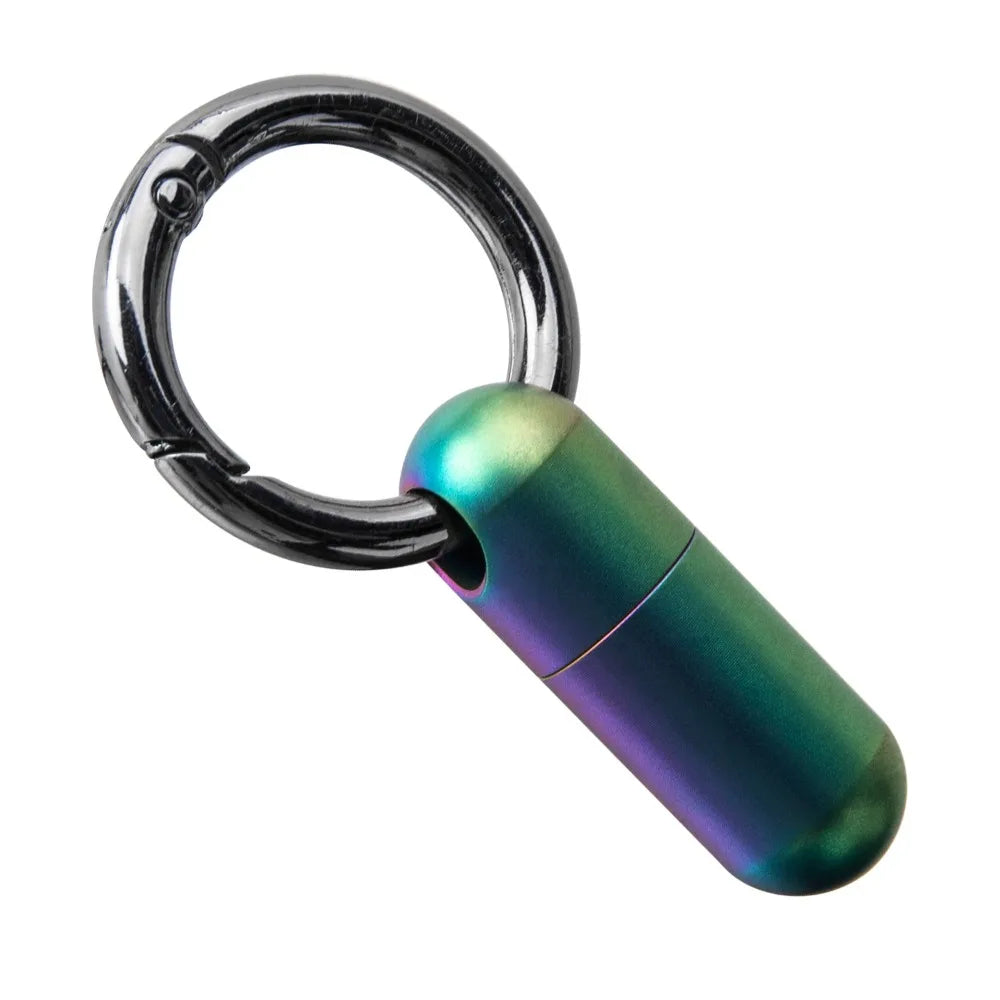 Sealed Design Pure Titanium Pill Box Keyring Attachment Ultra-light Weight Portable Pill Organizer Waterproof Anti-Rust Oasis Select Titanium Colorful