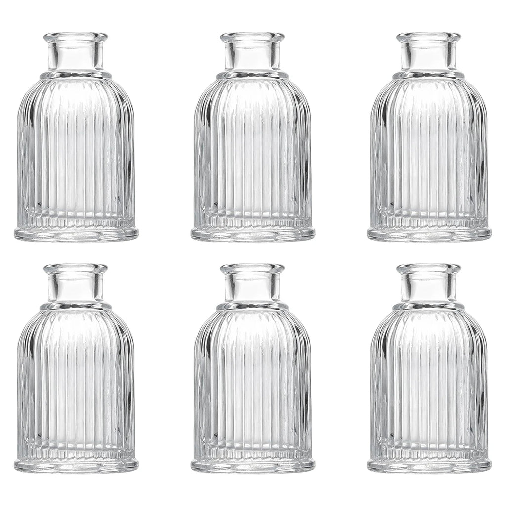2/4/6 PCS Clear Glass Mini Bottles – Reed Diffuser & Bud Vase Set for Wedding Centerpieces, DIY Fragrance & Florist Decor Oasis Select 6pcs
