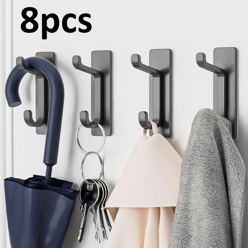 8pcs No Drill Traceless Invisible Hooks Heavy Duty Stainless Steel Wall Hooks Waterproof Self Adhesive Hangers,sin Perforación Oasis Select 8pcs black