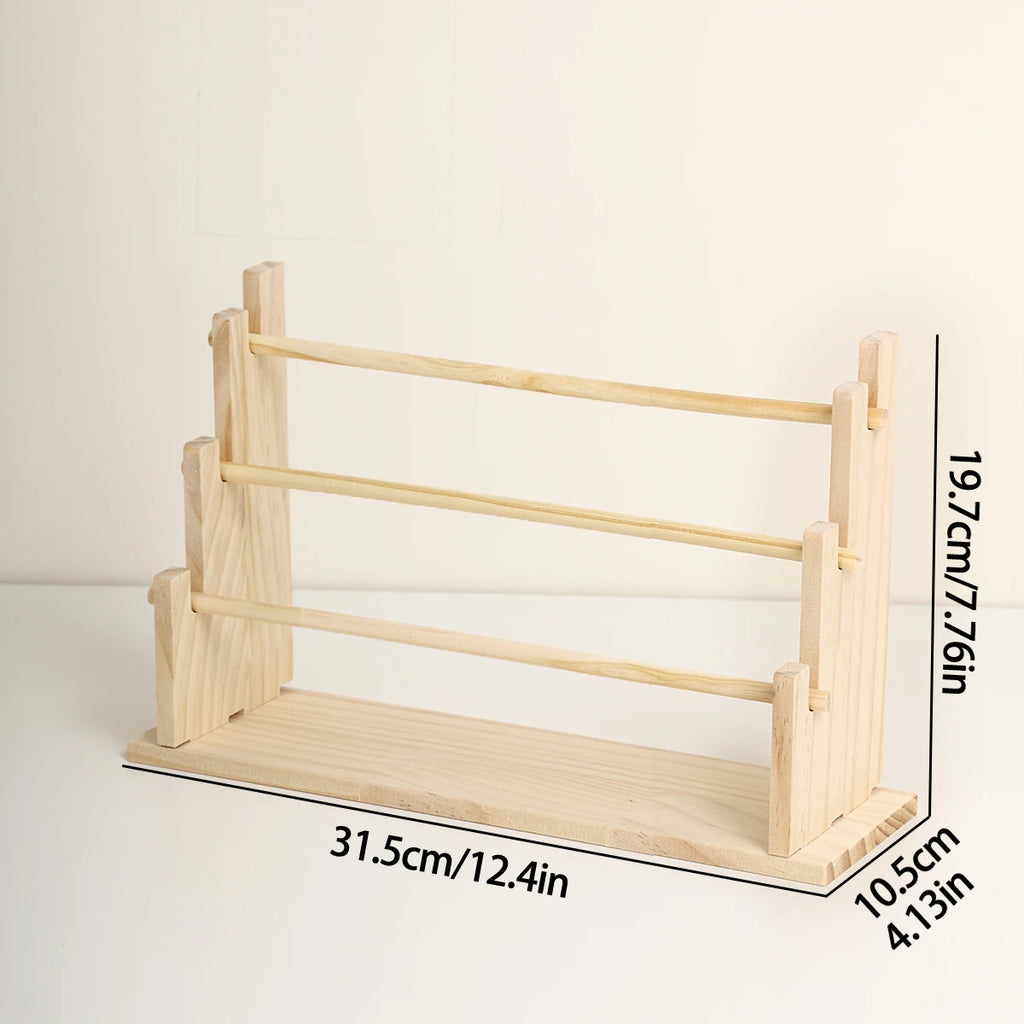 1pc Solid Wood 2-Layer/3-layer/4-Layer/5-Layer Hair Accessories Desktop Jewelry Stand Suitable for Hair Rope and Hoop Organizer Oasis Select 3layer- yellow