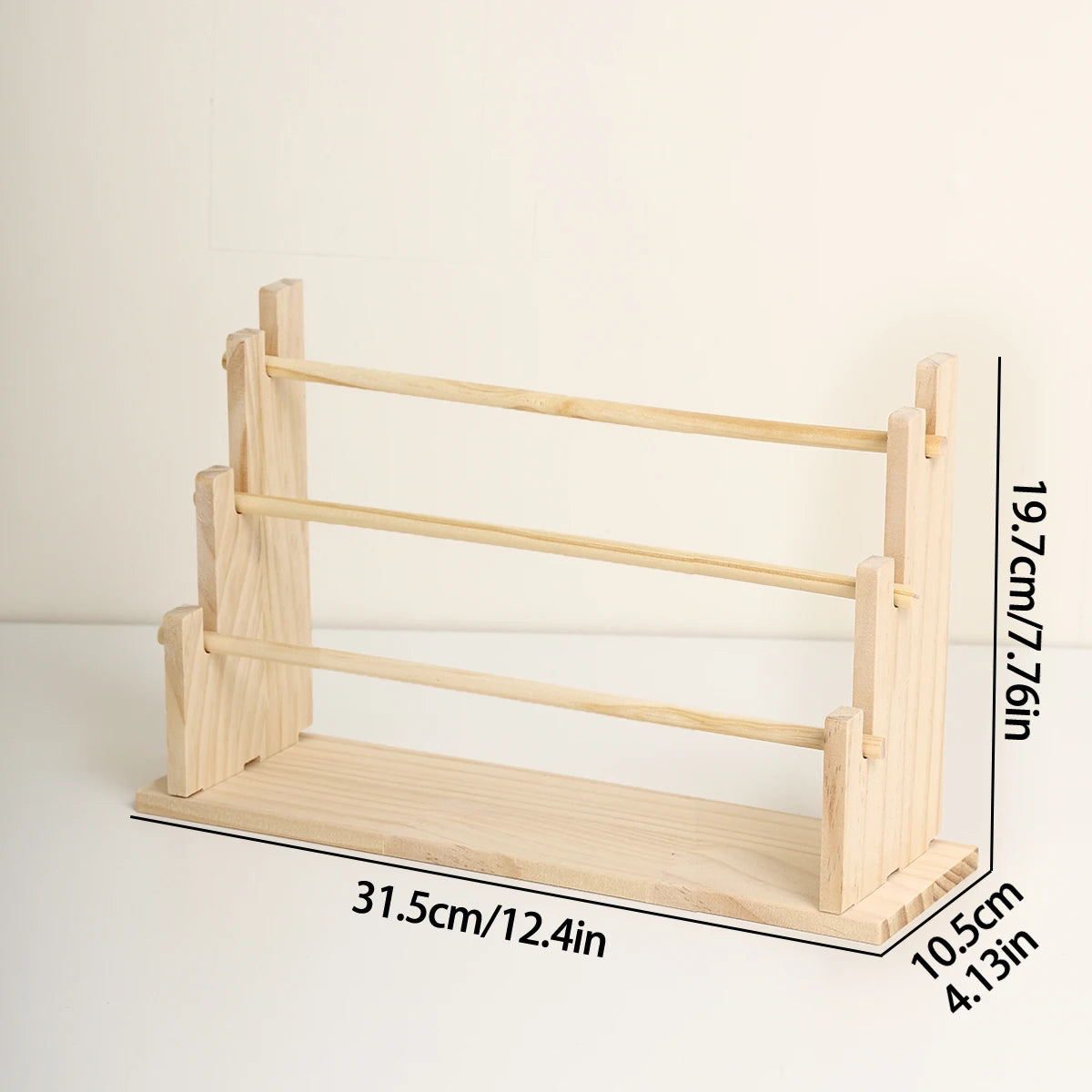 1pc Solid Wood 2-Layer/3-layer/4-Layer/5-Layer Hair Accessories Desktop Jewelry Stand Suitable for Hair Rope and Hoop Organizer Oasis Select 3layer- yellow