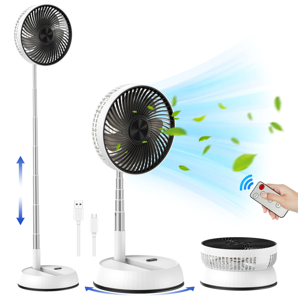 5400mAh Portable Tower Fan – Remote, Oscillating & Telescopic