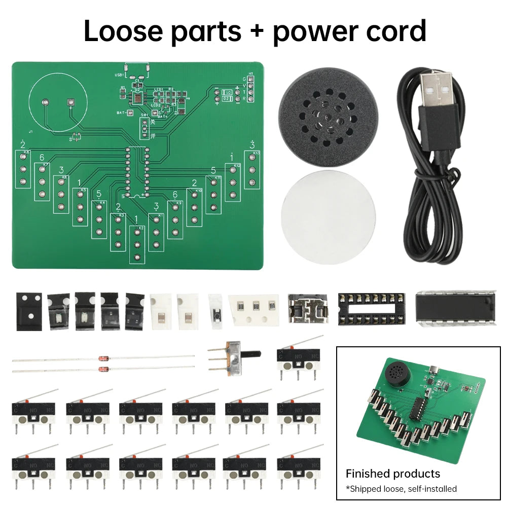 DC 3-5V Type-C Electronic Kalimba DIY Kits Pentatonic Scale Musical Instrument Circuit Board Welding Practice Teaching Parts Kit Oasis Select DIY Kits with Cable