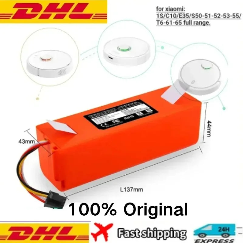 Original BRR-2P4S-5200S Robotic Vacuum Cleaner Replacement Battery For Xiaomi Roborock S55 S60 S65 S50 S51 S5 MAX S6 Parts Oasis Select