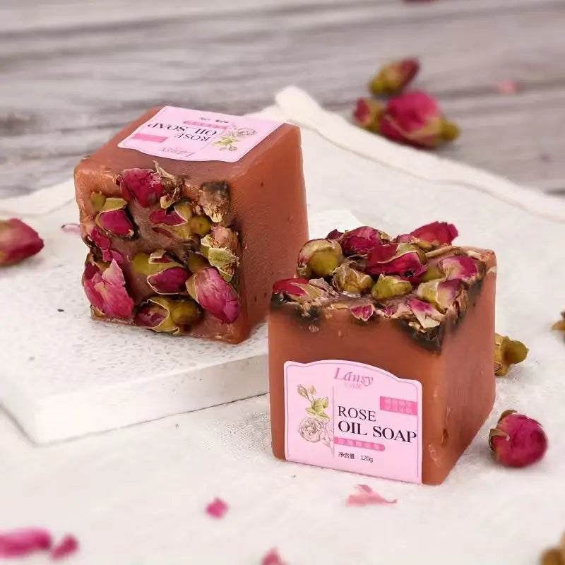 Dried rose flower handmade soap essential oil cleansing soap, moisturizing deep cleansing, face soap, facial soap, shower soap Oasis Select