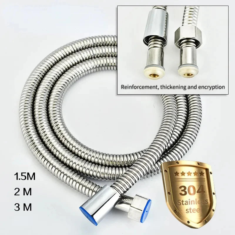 New Stainless Steel Shower Hose Long Bathroom Shower Water Hose Extension Plumbing Pipe Showerhead Tube Bathroom Accessorie Oasis Select