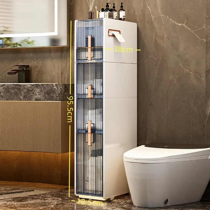 Multi-functional Toilet narrow slot storage cabinet crevice trolley toilet gap bathroom floor toilet narrow side locker Oasis Select 18.5cm-5