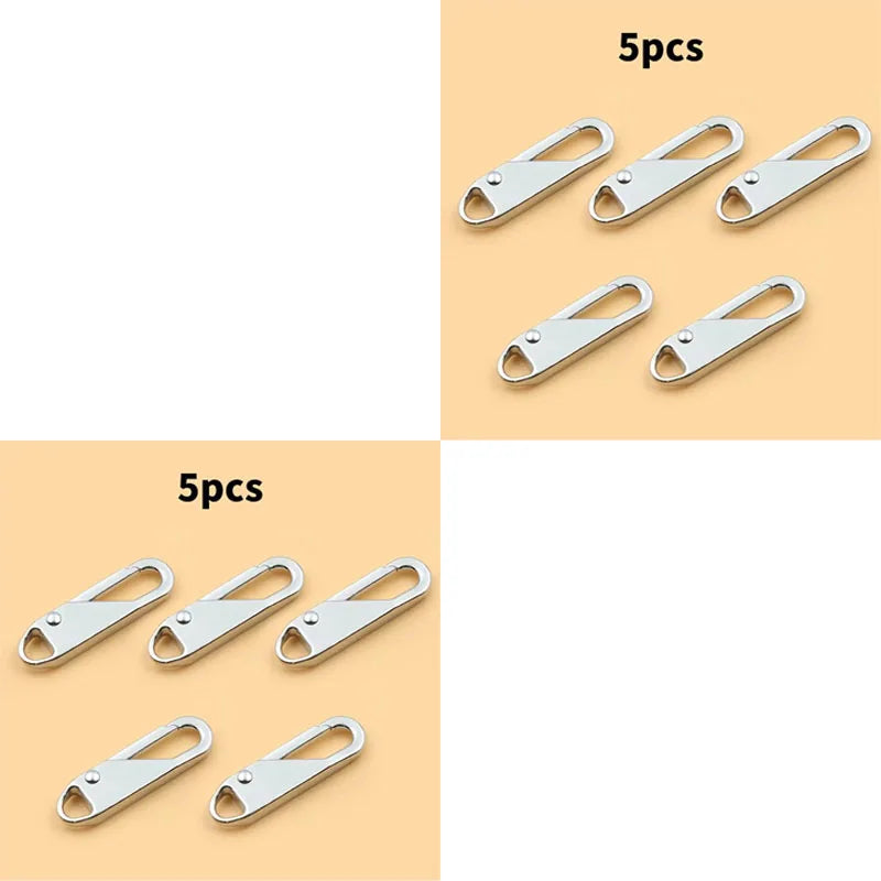 5/10/15/20pcs Universal Replacement Zipper Slider Metal Alloy Removal Zipper Puller Luggage Bag Zip Head DIY Craft Sewing Tool Oasis Select 10pcs Silvery