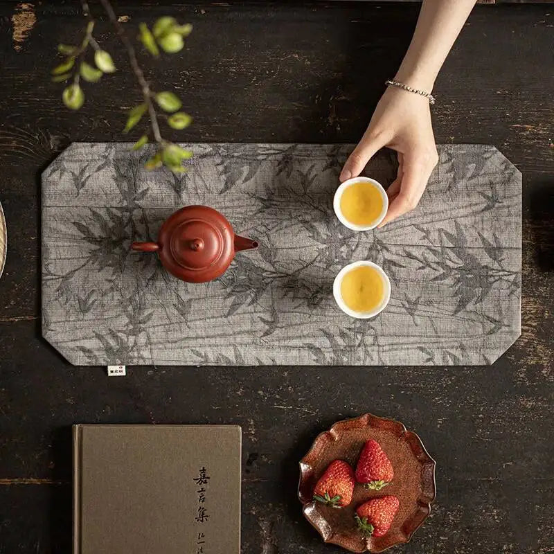 Washable Zen Double-sided Tea Table Dry Bubble Mat Tea Ceremony Accessories Brocade Chinese Style Tea Mat Square Table Pad Oasis Select