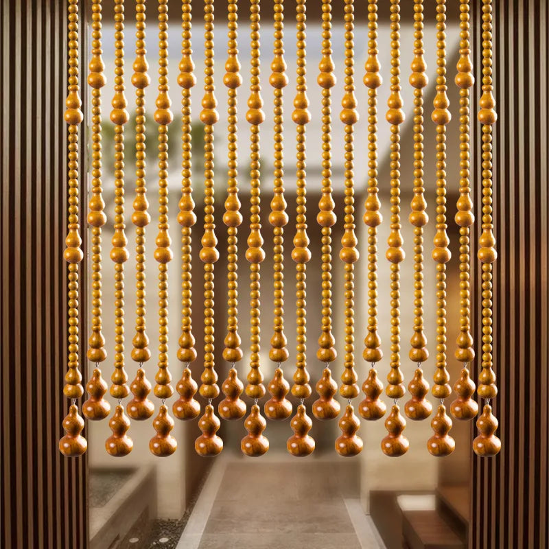 Peach wood gourd bead curtain door curtain partition porch bathroom living room Jufu household perforated decorative curtain Oasis Select