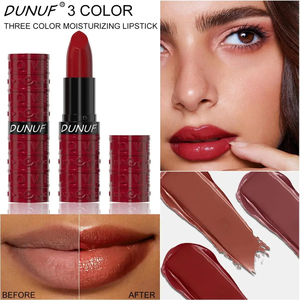 DUNUF Velvet Matte Lipstick – Waterproof & Long-Lasting, 3 Shades