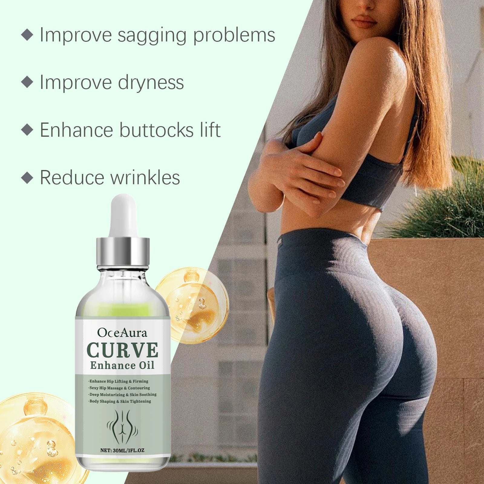 Buttock Enlargement Oil Butt Lift Up Firming Shaping Increase Hip Breast Plump Growth Anti Sagging Moisturizer Sexy Body Care Oasis Select