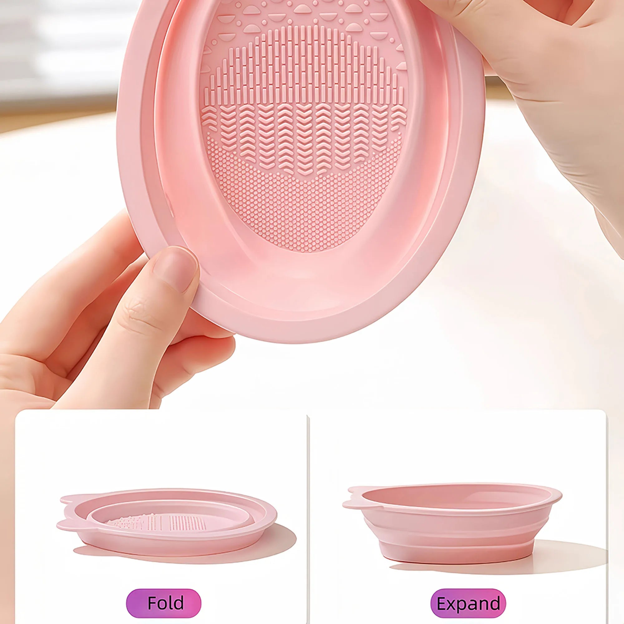 Makeup Brush Cleaner Silicone Pad | Brush Wash Mat Bowl | Foldable Cosmetic Brush Scrubber | Portable Makeup Tool | Deep Clean T Oasis Select
