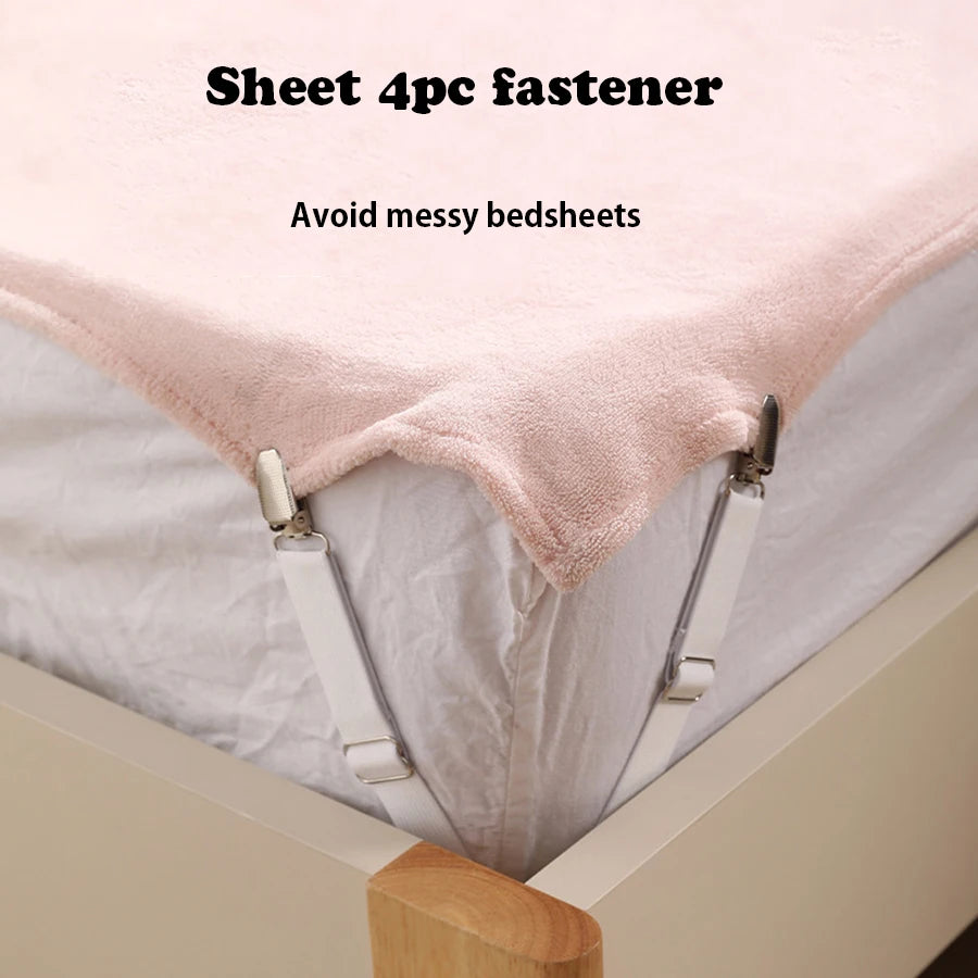 Bed Sheet Clips Adjustable Bed Sheet Holder Straps Set of 4 Elastic Fitted Bedding Clips Fasteners for Home Hotel Fur Remover Oasis Select