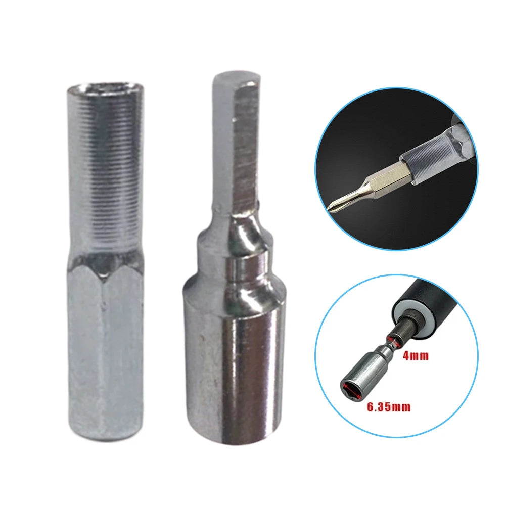 1/2pcs 6.35mm To 4mm Hex Transducer Adapter Socket Magnetic For Screwdriver Drill Bits Repair Mobile Phone Camera Computer Oasis Select