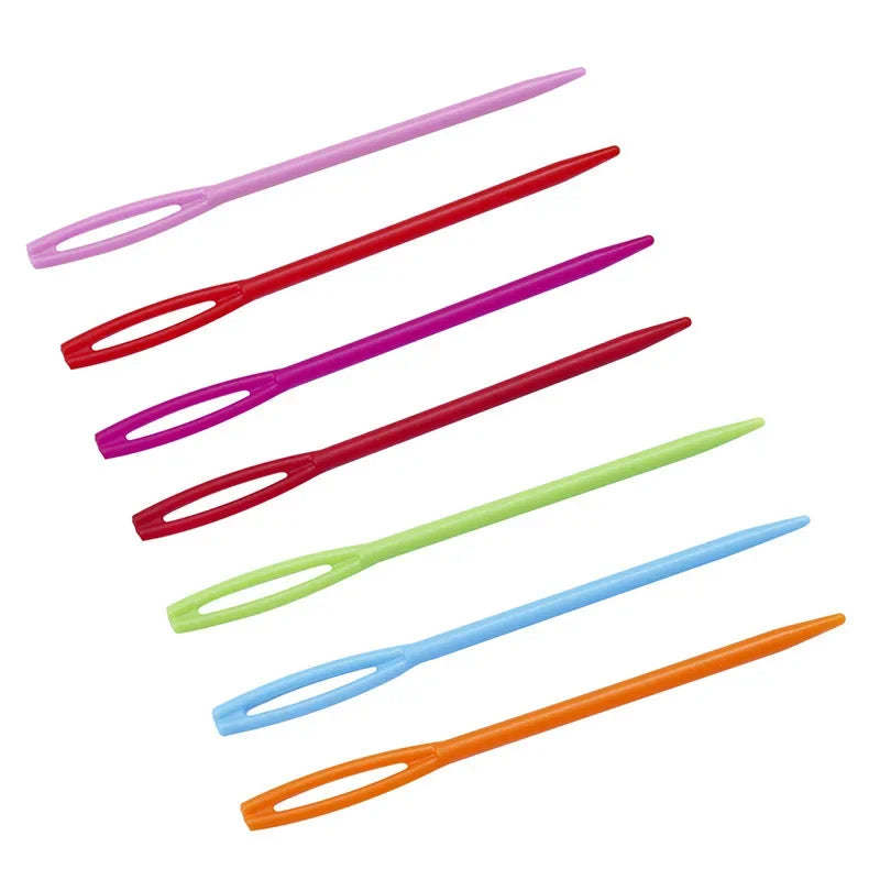30 PCs Mixed Color 7/9/15cm Plastic Knitting Needles Crochet Hooks Wool Yarn Needle Children DIY Sweater Weaving Tools Accessory Oasis Select