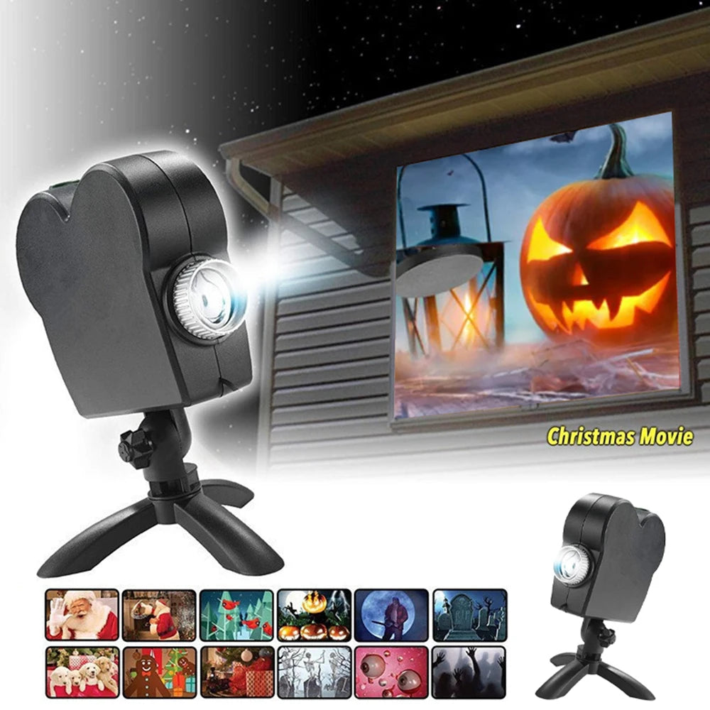 Halloween Christmas Window Projector – 12 HD Festival Scenes