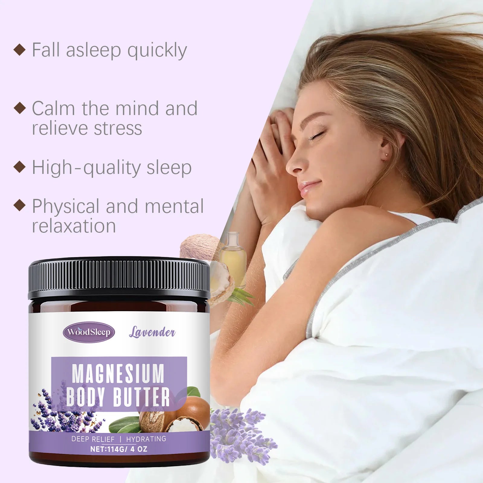 WOODSLEEP Lavender Massage Oil – Hydrating Body & Hair, 120ml