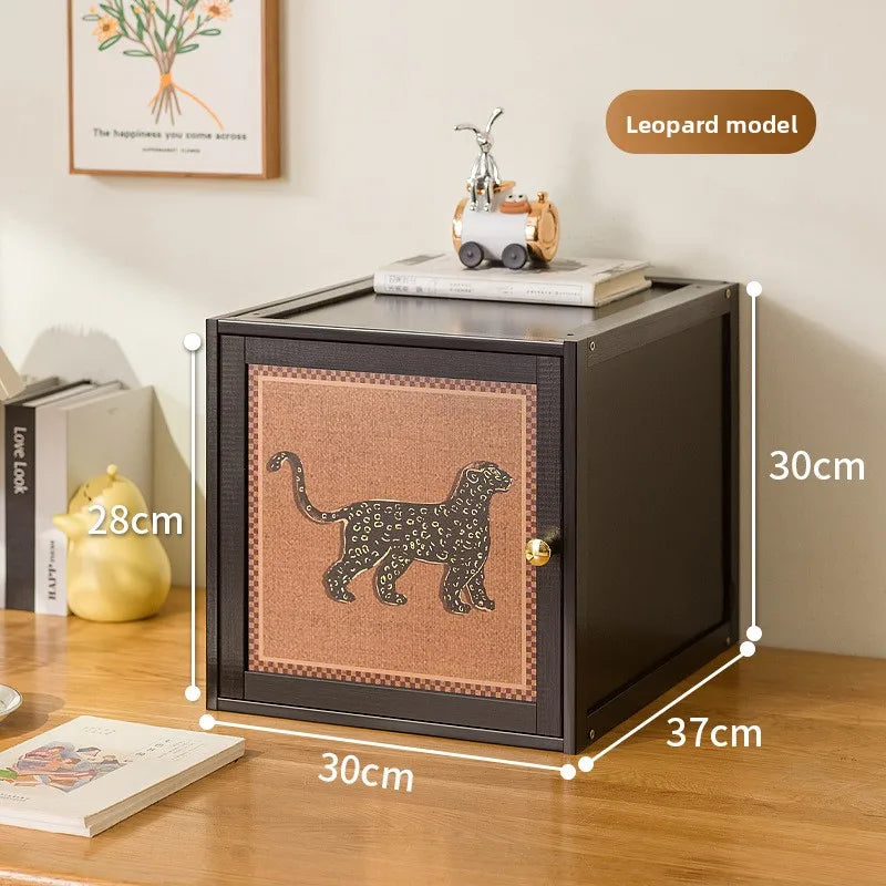 Bedside table Household bedroom Ultra-narrow storage cabinet Creative bedside table Medium antique small bedside table Oasis Select Black leopard