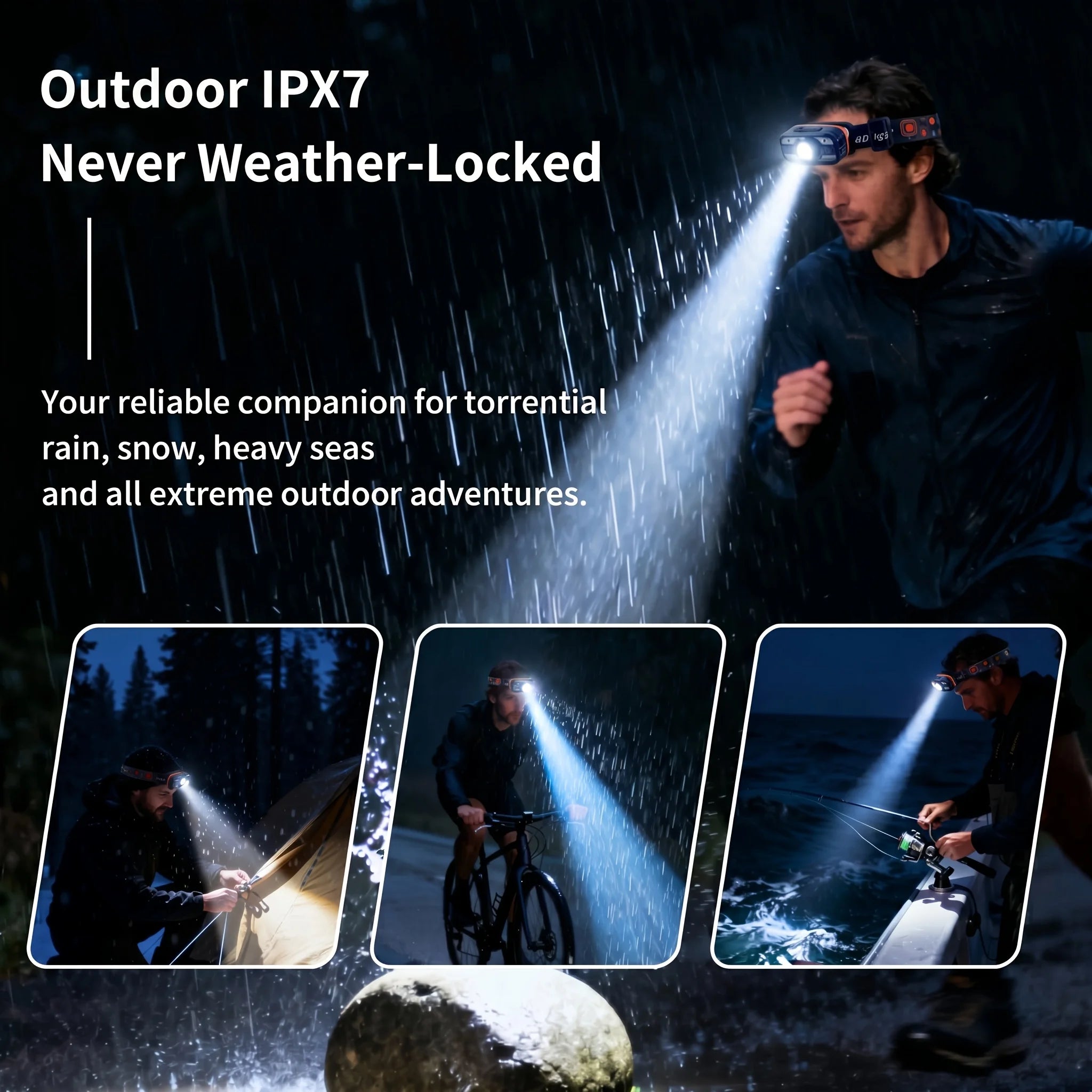 COB LED Headlamp 6-Mode Motion Sensor | USB Rechargeable