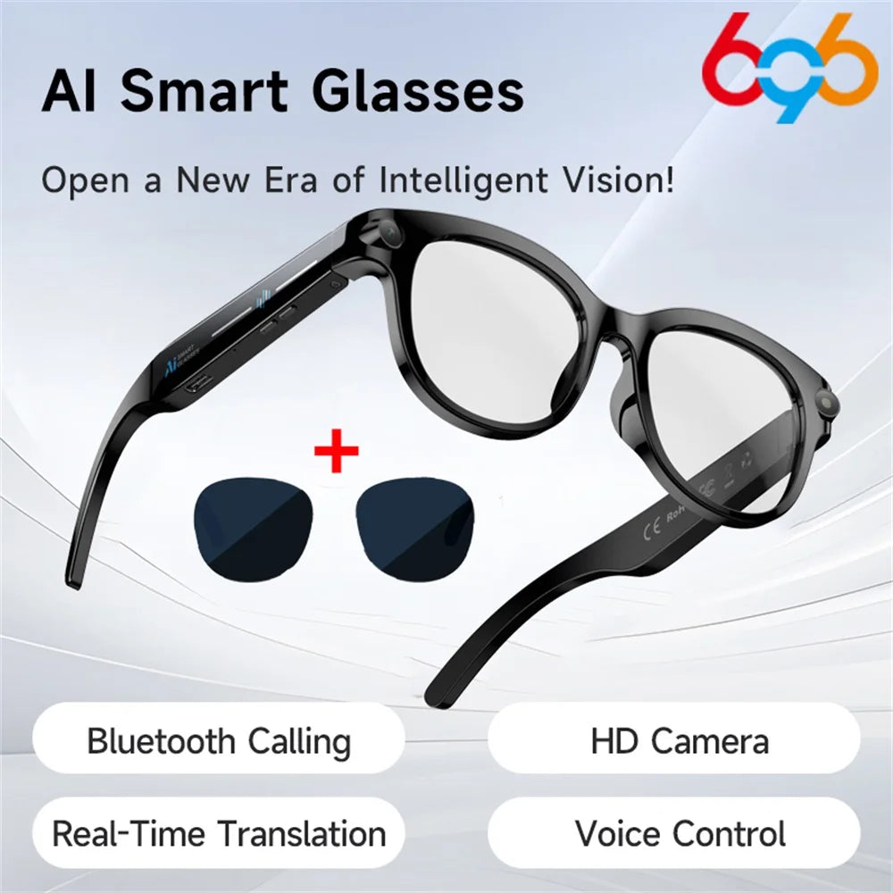 AI Smart Glasses Real-time Translation Dual Camera Bluetooth Call Sunglasses Shoot Audio Video Music Player Multifunctional Men Oasis Select