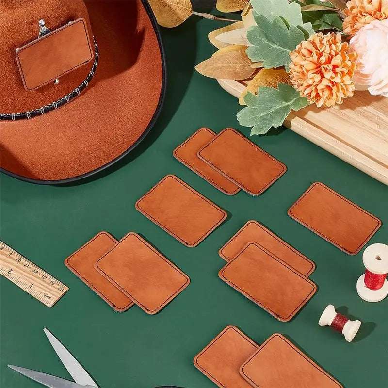 LIKE WISH 40Pcs 2X3inch Brown Hat Patches For Hats Jackets Backpacks DIY Repairing Knitting Sewing Oasis Select