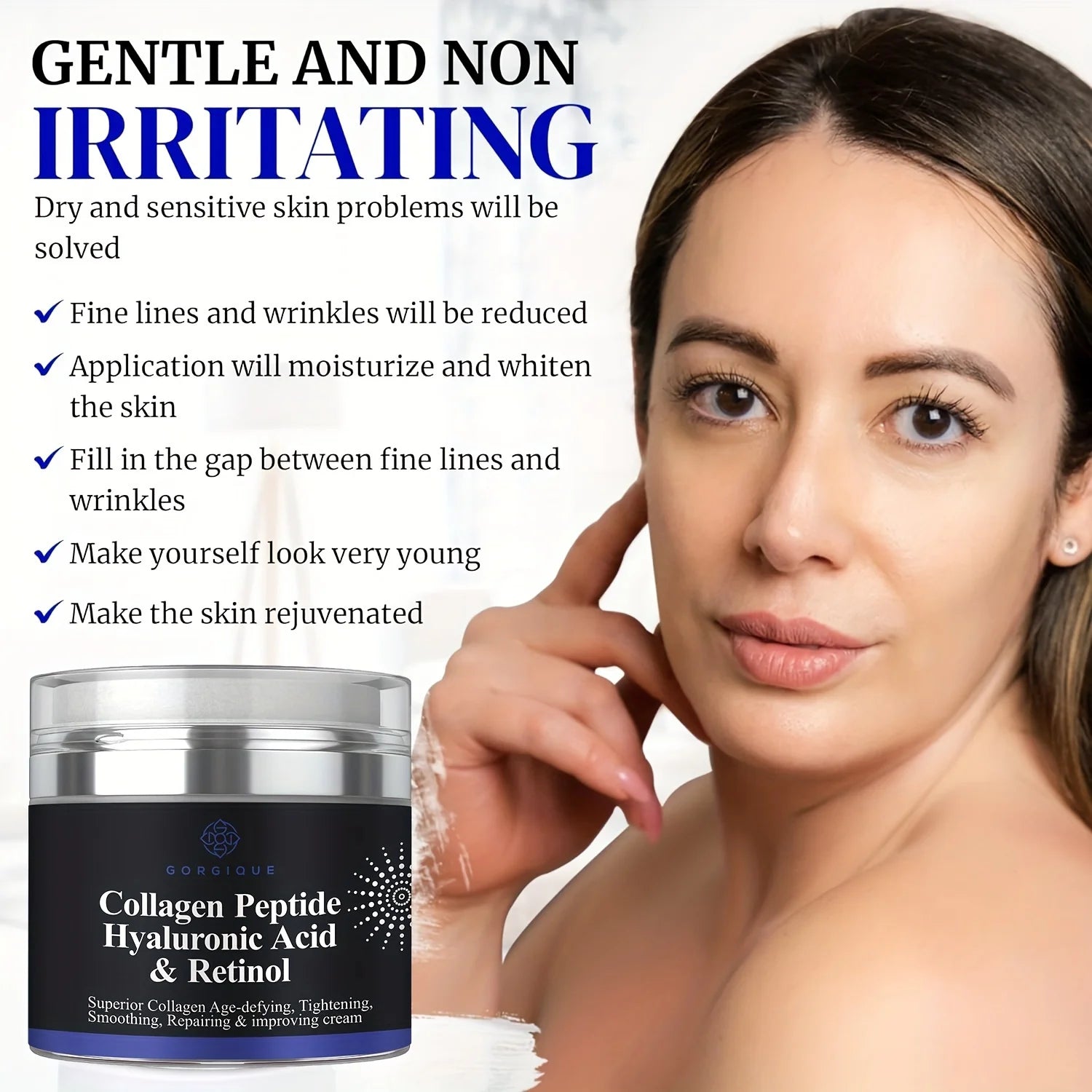 GORGIQUE Collagen Peptide Cream – Retinol & Hyaluronic Acid Face Moisturizer Cream Oasis Select