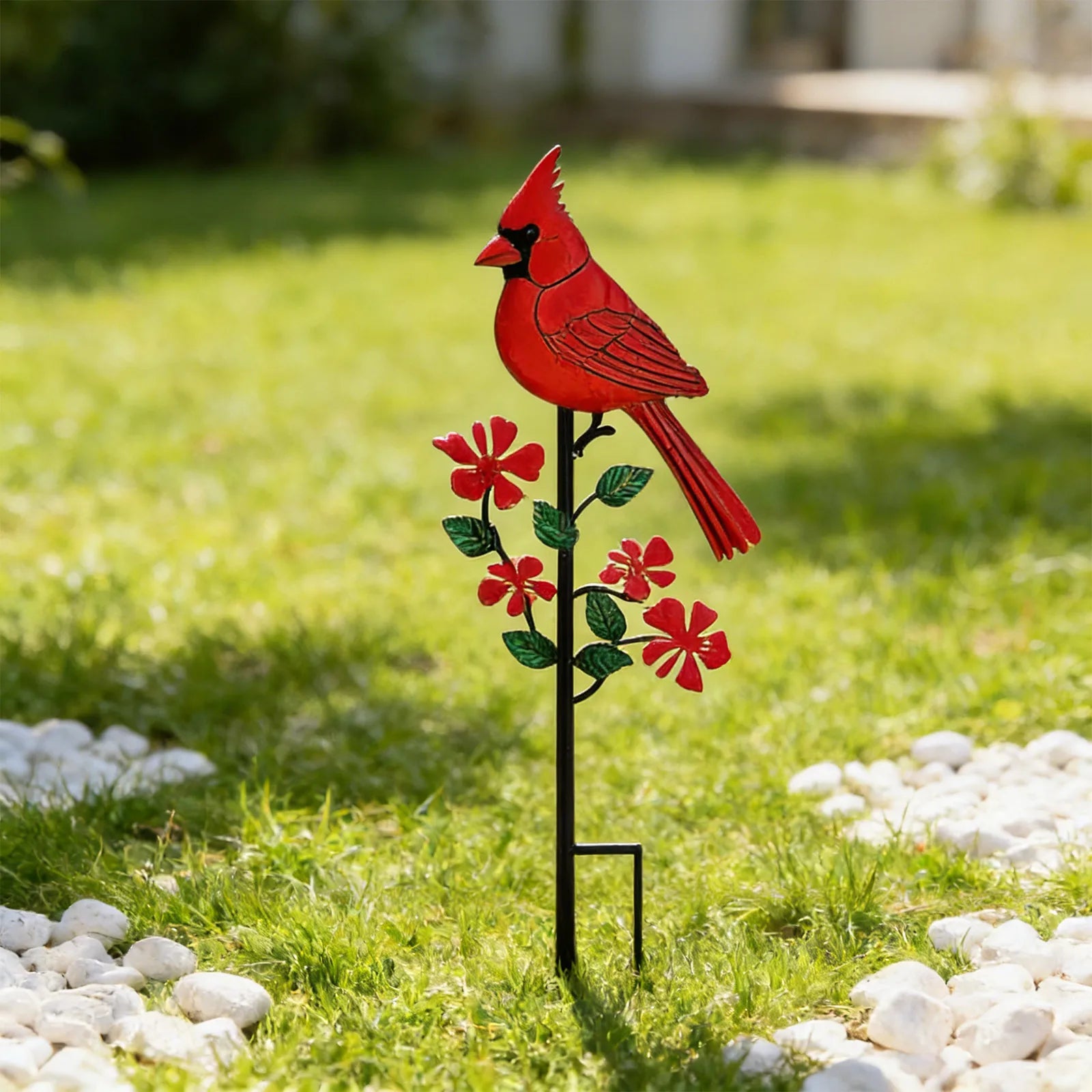 2D Metal Red Bird Garden Stake – Outdoor Decorative Ornament Garden Stake Ornament Oasis Select