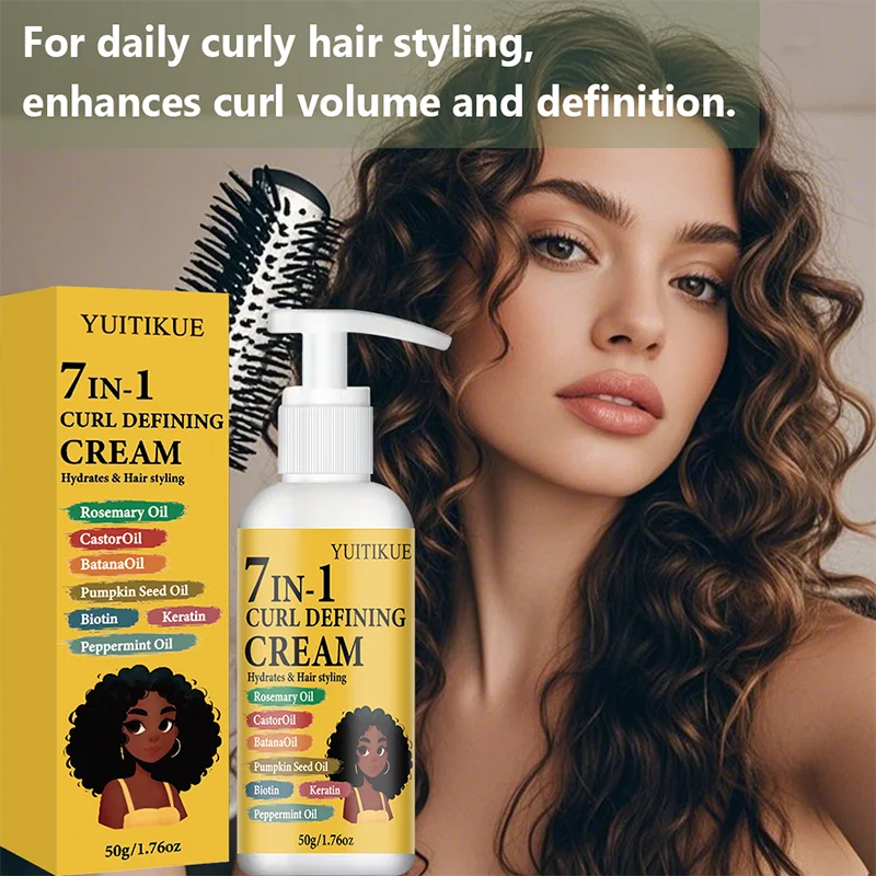 YUITIKUE 7-in-1 Curl Defining Cream – Hydrating Hold, No Frizz