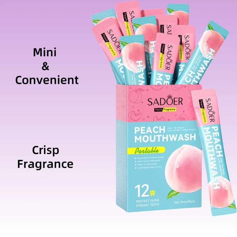 SADOER Peach Mouthwash 20 Pods – Fresh Breath Oral Rinse Mouthwash Pods Oasis Select
