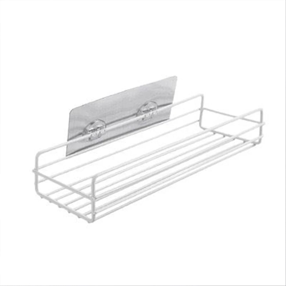 Black Iron Corner Shower Caddy Rack – Punch-Free Wall Mount