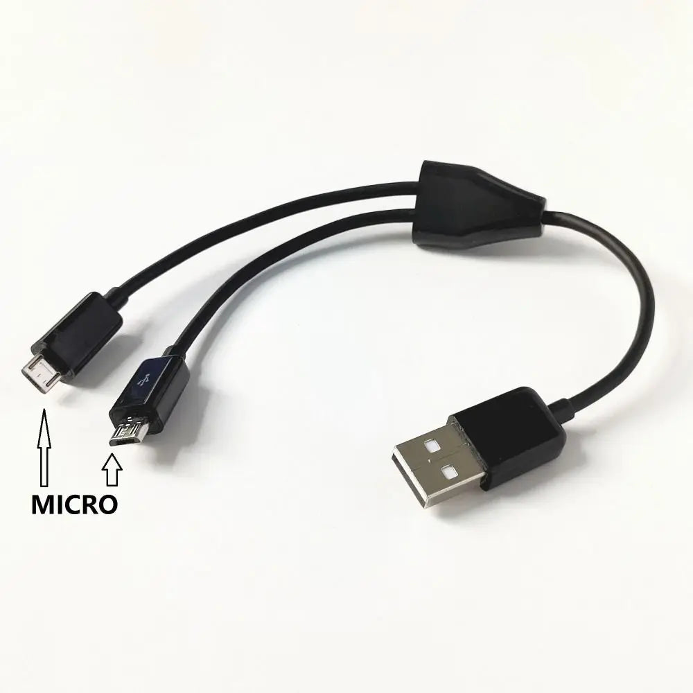 Micro USB To USB 2 Port Micro USB Cable 2 Port Y Splitter Y Splitter Charging Cable Multifunction Dual 2 in 1 Cord Cables Wire Oasis Select black-0.2m